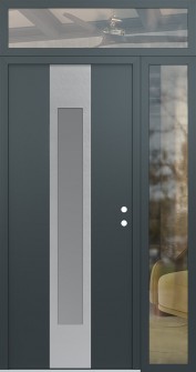 DIAMOND A1 50" X 96" ANTHRACITE/ANTHRACITE FROSTED GLASS PANEL STAINLESS STEEL LHI WITH SIDELITE AND TRANSOM CLEAR GLASS