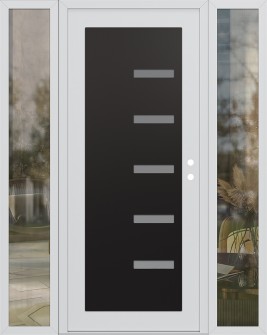 Diamond C8 68" x 80" white/white frosted Glass Panel black LHI with 2 Sidelites clear Glass