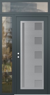 Diamond C3 50" x 96" anthracite/anthracite frosted Glass Panel stainless steel RHI with Sidelite and Transom clear Glass