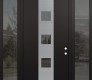 DIAMOND A12 68" X 96" BLACK/BLACK MIRRORED GLASS PANEL STAINLESS STEEL RHI WITH 2 SIDELITES AND TRANSOM MIRRORED GLASS