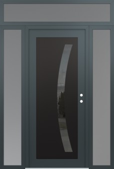 Diamond C4 68" x 96" anthracite/anthracite mirrored Glass Panel black LHI with 2 Sidelites and Transom frosted Glass