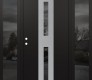 Modern Steel Front Door DIAMOND A6 60" X 80" BLACK/BLACK MIRRORED GLASS PANEL STAINLESS STEEL RHI WITH 2 SIDELITES MIRRORED GLASS