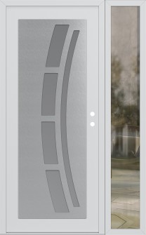 Diamond C12 50" x 80" white/white frosted Glass Panel stainless steel LHI with Sidelite clear Glass