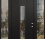 Modern Steel Front Door DIAMOND A1 60" X 96" BLACK/BLACK CLEAR GLASS PANEL BLACK LHI WITH 2 SIDELITES AND TRANSOM CLEAR GLASS