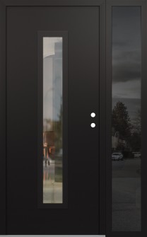 DIAMOND A11 52" X 80" BLACK/BLACK CLEAR GLASS PANEL BLACK LHI WITH SIDELITE MIRRORED GLASS