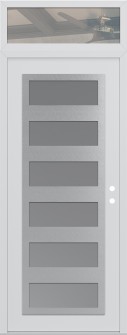Diamond C9 36" x 96" white/white frosted Glass Panel stainless steel LHI with Transom clear Glass