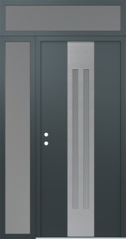 DIAMOND A8 52" X 96" ANTHRACITE/ANTHRACITE FROSTED GLASS PANEL STAINLESS STEEL RHI WITH SIDELITE AND TRANSOM FROSTED GLASS