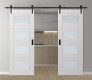 DOUBLE BARN DOOR AVON 07-08 VETRO SNOW WHITE 48" X 96" X 1 3/4" BLACK HARDWARE