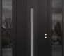Modern Steel Front Door DIAMOND A2 60" X 96" BLACK/WHITE FROSTED GLASS PANEL BLACK LHI WITH 2 SIDELITES AND TRANSOM MIRRORED GLASS