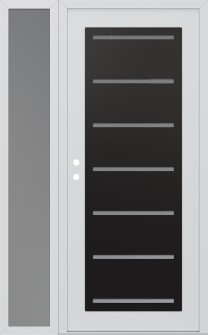 Diamond C11 50" x 80" white/white frosted Glass Panel black RHI with Sidelite frosted Glass