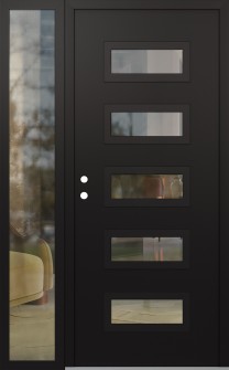 Diamond D1 48" x 80" black/black clear Glass Panel black RHI with Sidelite clear Glass