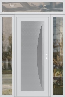 Diamond C13 60" x 96" white/white frosted Glass Panel stainless steel LHI with 2 Sidelites and Transom clear Glass
