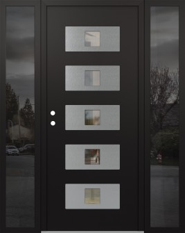 Diamond D8 60" x 80" black/black clear Glass Panel stainless steel RHI with 2 Sidelites mirrored Glass