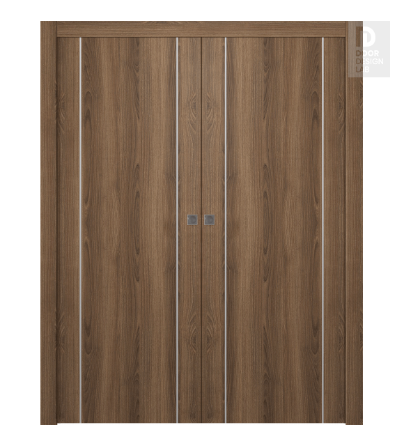 Optima 2U Pecan Nutwood Double pocket doors
