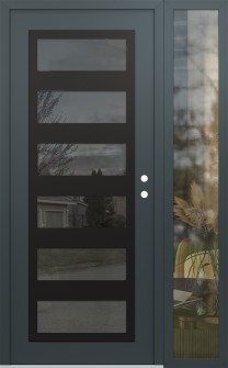 Diamond C9 50" x 80" anthracite/anthracite mirrored Glass Panel black LHI with Sidelite clear Glass