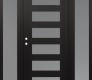 Modern Steel Front Door Diamond C9 68" x 80" black/white frosted Glass Panel black RHI with 2 Sidelites frosted Glass