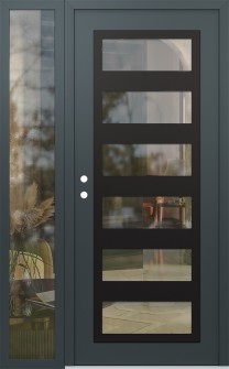 Diamond C9 50" x 80" anthracite/anthracite clear Glass Panel black RHI with Sidelite clear Glass