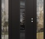 Modern Steel Front Door DIAMOND A9 60" X 80" BLACK/BLACK MIRRORED GLASS PANEL BLACK LHI WITH 2 SIDELITES CLEAR GLASS