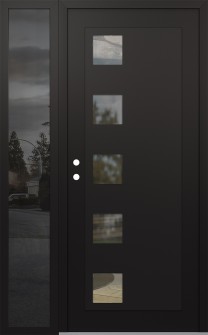 Diamond C5 48" x 80" black/black clear Glass Panel black RHI with Sidelite mirrored Glass