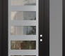 Modern Steel Front Door Diamond C9 52" x 96" black/black clear Glass Panel stainless steel LHI with Sidelite and Transom frosted Glass