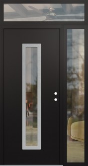 DIAMOND A11 52" X 96" BLACK/BLACK CLEAR GLASS PANEL STAINLESS STEEL LHI WITH SIDELITE AND TRANSOM CLEAR GLASS