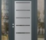 Modern Steel Front Door Diamond C11 60" x 96" anthracite/anthracite mirrored Glass Panel stainless steel RHI with 2 Sidelites and Transom clear Glass