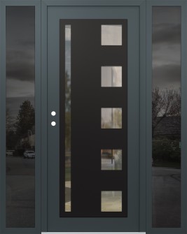 Diamond C3 68" x 80" anthracite/anthracite clear Glass Panel black RHI with 2 Sidelites mirrored Glass