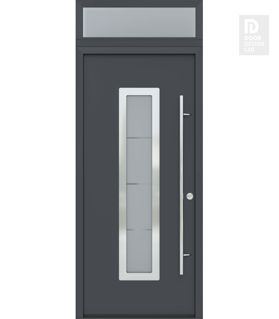 MODERN FRONT STEEL DOOR ARGOS ANTRACIT/WHITE 37 7/16" X 95 11/16" LHI + TRANSOM