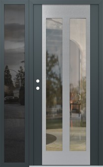 Diamond C14 48" x 80" anthracite/anthracite clear Glass Panel stainless steel RHI with Sidelite mirrored Glass