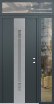 DIAMOND A4 52" X 96" ANTHRACITE/ANTHRACITE FROSTED GLASS PANEL STAINLESS STEEL LHI WITH SIDELITE AND TRANSOM CLEAR GLASS