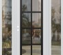 Modern Steel Front Door Diamond C16 68" x 80" white/white clear Glass Panel black RHI with 2 Sidelites clear Glass