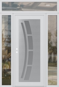 Diamond C12 60" x 96" white/white frosted Glass Panel stainless steel RHI with 2 Sidelites and Transom clear Glass