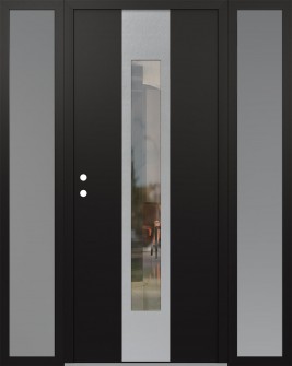 DIAMOND A1 68" X 80" BLACK/BLACK CLEAR GLASS PANEL STAINLESS STEEL RHI WITH 2 SIDELITES FROSTED GLASS