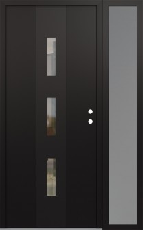 DIAMOND A7 52" X 80" BLACK/BLACK CLEAR GLASS PANEL BLACK LHI WITH SIDELITE FROSTED GLASS