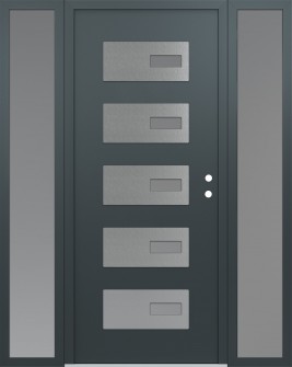 Diamond D7 68" x 80" anthracite/anthracite frosted Glass Panel stainless steel LHI with 2 Sidelites frosted Glass