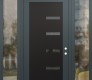 Modern Steel Front Door Diamond C8 64" x 96" anthracite/anthracite mirrored Glass Panel black LHI with 2 Sidelites and Transom clear Glass