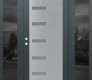 Modern Steel Front Door Diamond C8 68" x 80" anthracite/anthracite frosted Glass Panel stainless steel RHI with 2 Sidelites mirrored Glass