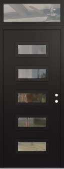 Diamond D1 36" x 96" black/black clear Glass Panel black LHI with Transom clear Glass