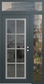 Diamond C16 48" x 96" anthracite/anthracite mirrored Glass Panel stainless steel LHI with Sidelite and Transom clear Glass