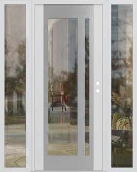 Diamond C15 64" x 80" white/white clear Glass Panel stainless steel LHI with 2 Sidelites clear Glass