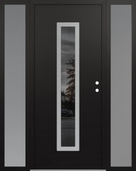 DIAMOND A11 68" X 80" BLACK/BLACK MIRRORED GLASS PANEL STAINLESS STEEL LHI WITH 2 SIDELITES FROSTED GLASS