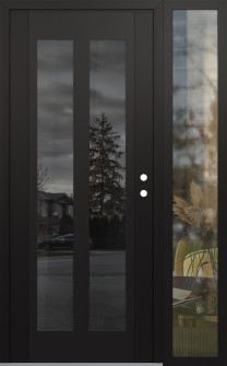 Diamond C14 48" x 80" black/black mirrored Glass Panel black LHI with Sidelite clear Glass