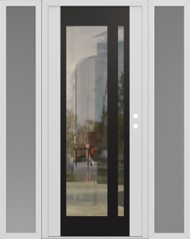 Diamond C15 60" x 80" white/white clear Glass Panel black LHI with 2 Sidelites frosted Glass