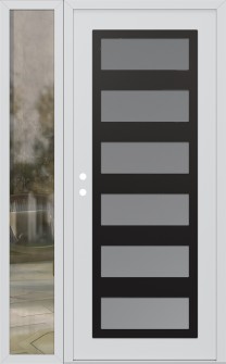 Diamond C9 48" x 80" white/white frosted Glass Panel black RHI with Sidelite clear Glass