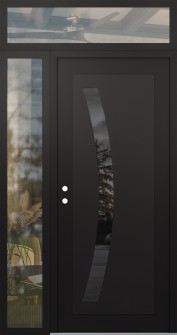 Diamond C4 50" x 96" black/black mirrored Glass Panel black RHI with Sidelite and Transom clear Glass