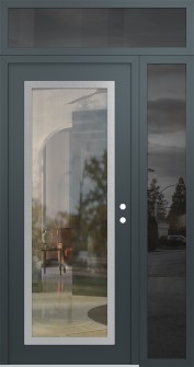 Diamond C1 52" x 96" anthracite/anthracite clear Glass Panel stainless steel LHI with Sidelite and Transom mirrored Glass