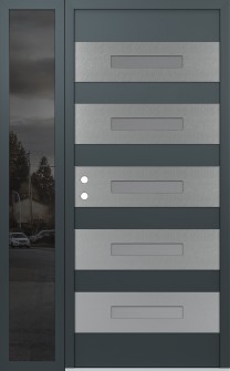 Diamond D9 50" x 80" anthracite/anthracite frosted Glass Panel stainless steel RHI with Sidelite mirrored Glass