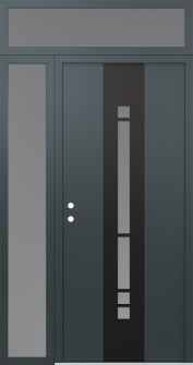 DIAMOND A3 50" X 96" ANTHRACITE/ANTHRACITE FROSTED GLASS PANEL BLACK RHI WITH SIDELITE AND TRANSOM FROSTED GLASS