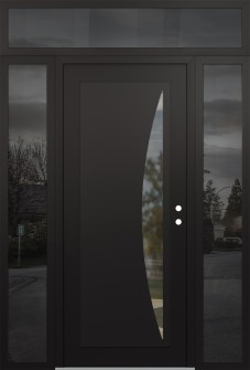 Diamond C13 64" x 96" black/black clear Glass Panel black LHI with 2 Sidelites and Transom mirrored Glass