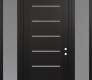 Modern Steel Front Door Diamond C11 68" x 96" black/white frosted Glass Panel black LHI with 2 Sidelites and Transom frosted Glass